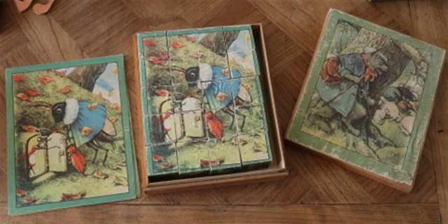 ANCIENNE BOITE DE jeu de 20 cubes FABLES DE JEAN DE LA FONTAINE debut ANCIENNE BOITE DE jeu de 20 cubes FABLES DE JEAN DE LA FONTAINE debut