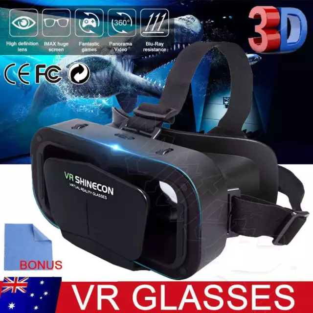 VR Box 3D Virtual Reality Headset Glasses& Bluetooth With Remote For Smartphones