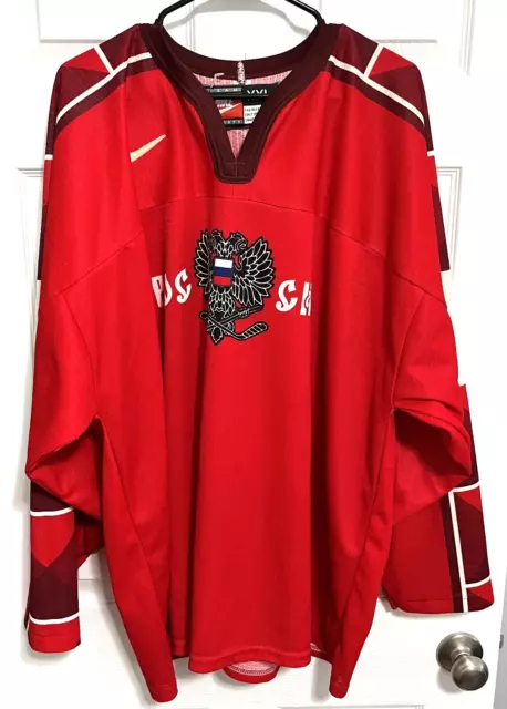 RUSSIAN Federation National Team Logo Men Red Hockey Jersey XXL Nike Team Sports