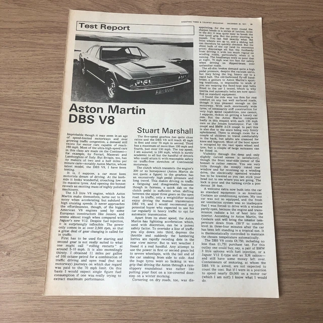 (STGUN46) VEHICLE TEST Report The Aston Martin DBS V8. By Stuart