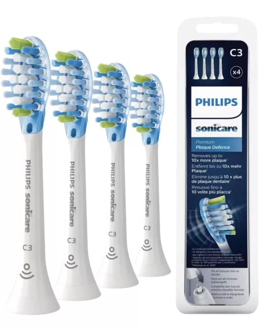 4x Philips Sonicare C3 Weiß Premium Plaque Pflege Bürstenköpfe Schallzahnbürste