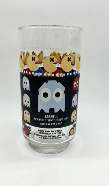 Pac Man Ghost Glass Bashful Inky Bally Midway 1980 Vintage Collectors 6” Game