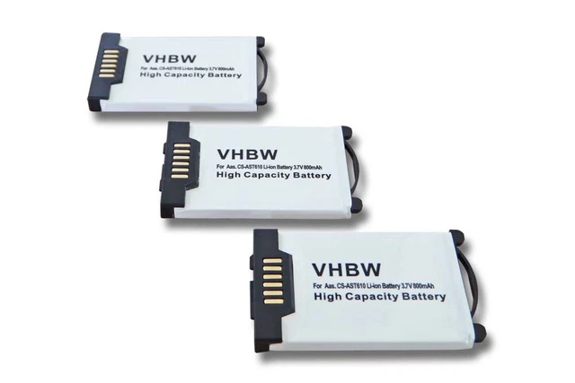 3x BATTERIA -VHBW- 0.8Ah PER MITEL 600d