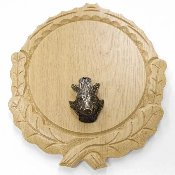 Placa de Jabalí Tallado Claro Af 16 CM Con 1 Pieza Jabalí Cabeza Portada Pequeño