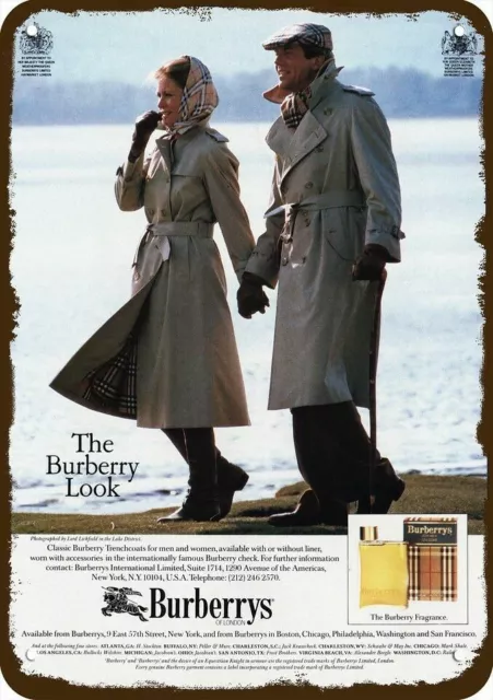 1984 BURBERRYS OF LONDON Trenchcoats Vntg-Look **DECORATIVE REPLICA METAL SIGN**