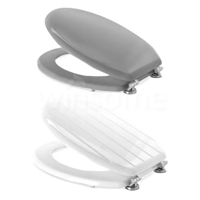 Heavy Duty Bathroom D Shaped Toilet Seat Quick Release Cover Top Fixings Hinges