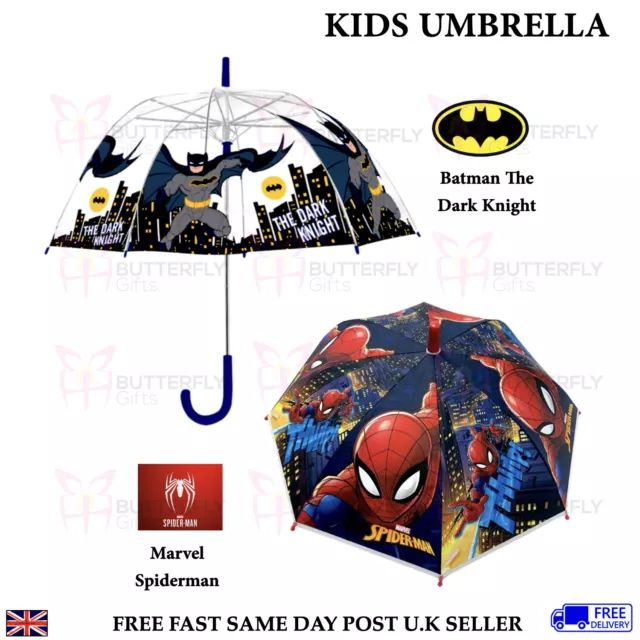 Ombrello Batman 25"" Dark Knight Dome o 21"" Spiderman ragazzi ragazze
