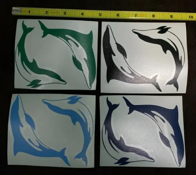 🐬 5.25" Vinyl DIE-CUT Decal Sticker (Lot= 4 Sheets/8pcs) Dolphin Porpoise Beach