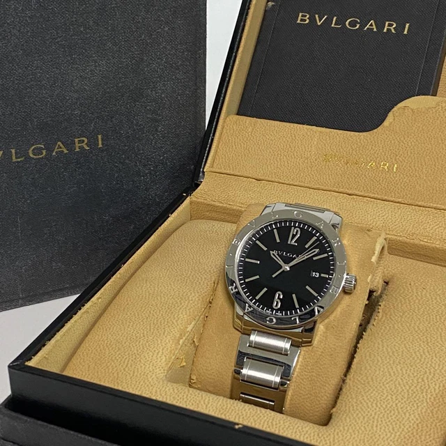 BVLGARI BB41S BLACK Dial SS Automatic Watch - Used, Unique Back Sketch ...