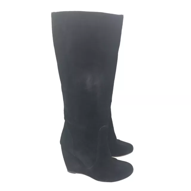 Joie Womens Size 37 US 7 Black Suede Paira Wedge Knee High Boot