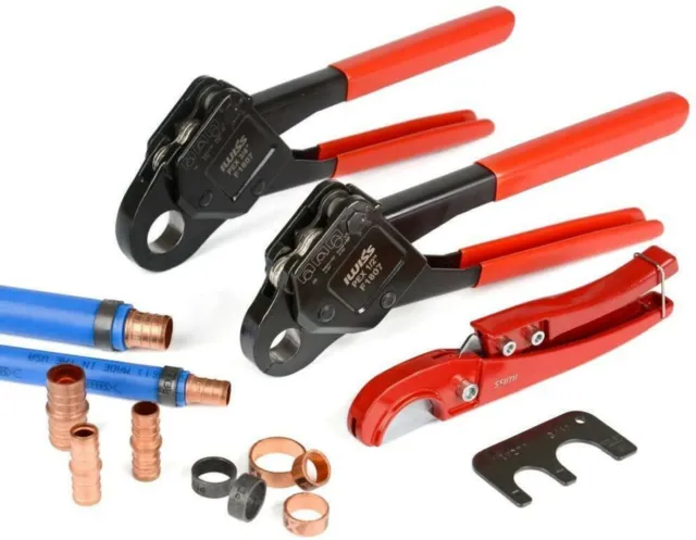 IWISS Combo Angle Head PEX Pipe Crimping Tool Kits Used for 1/2" 3/4" Pex Crim