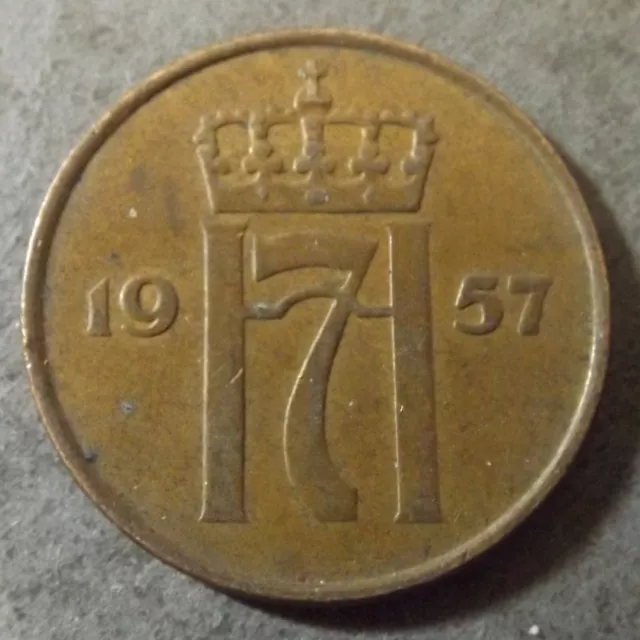 Norway 5 Ore Coin Dated 1957 Very Nice Coin