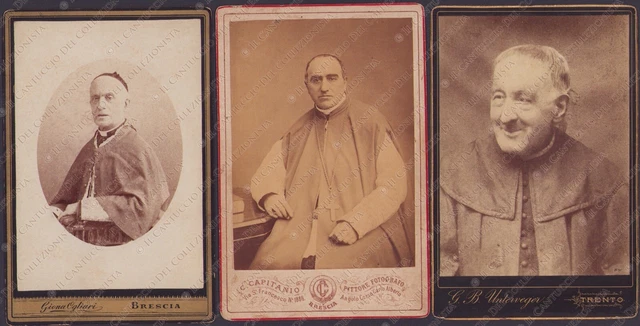 1890c Ritratti preti LOTTO 3 Fotografie albumine Brescia Torino