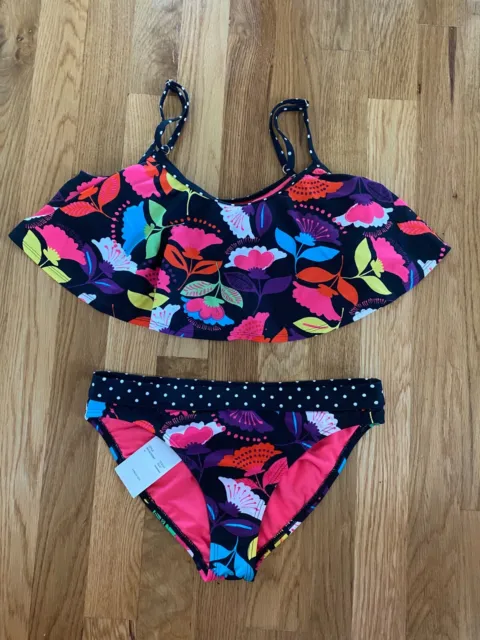 Roxy Girls Size 14 Bikini Two Piece Swimsuit Floral Multi New with Tags
