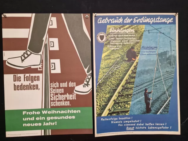 10 alte DB UVV DIN A2 Plakate 50er - 80er Jahre zum Thema Unfallverhütung #3