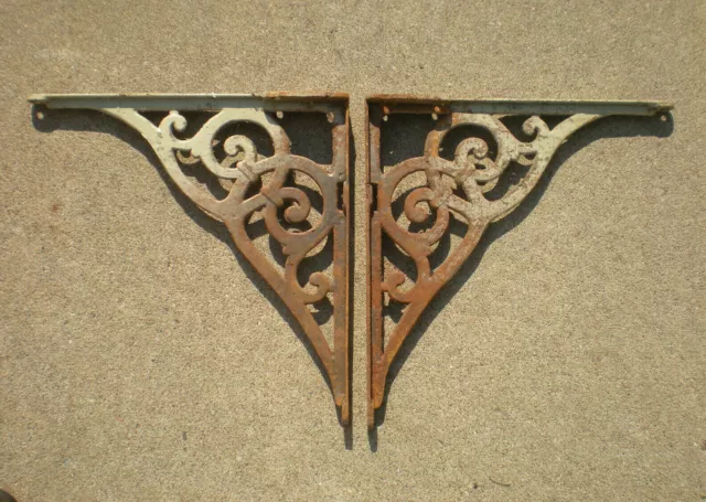 2 Antique Industrial Cast Iron Sink Brackets Corbels Shelf Cottage Chic 15 x 15