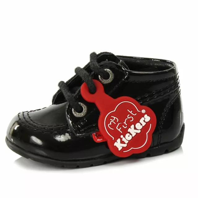 Kickers Kick Hi Baby Core Black Patent Infants Boots Various Sizes Free P+P