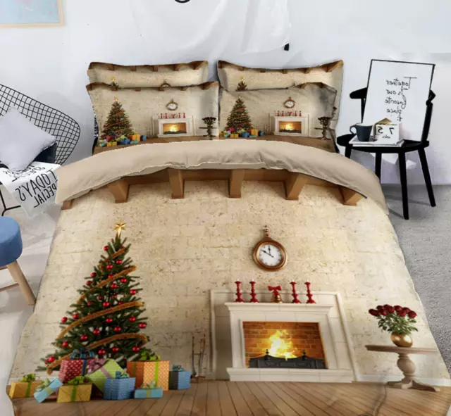 3D Flammengeschenk C345 Weihnachten Steppdecke Bettbezug Christmas Bett Zoe