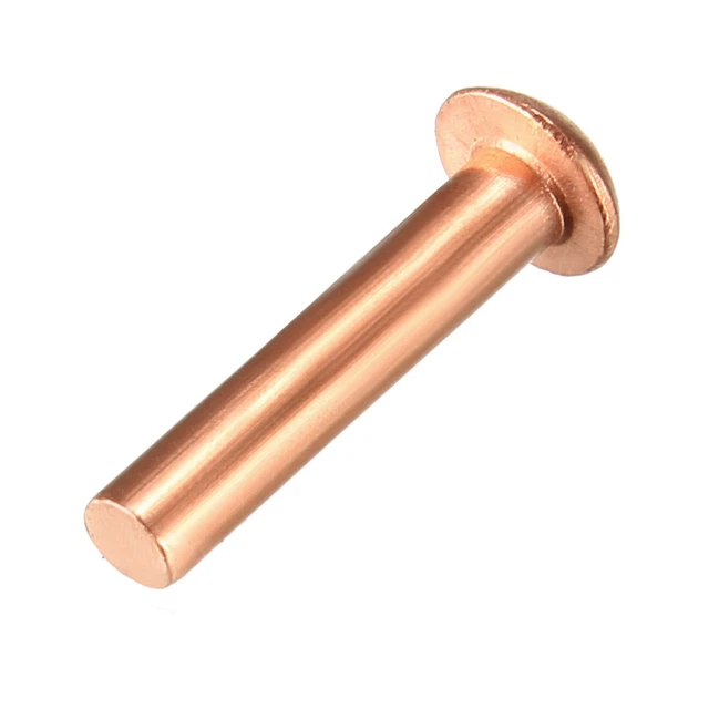 100Pcs 3/32" x 15/32" Tête ronde Cuivre Solide Rivets Attaches