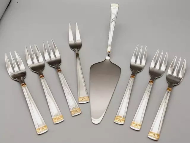 Waltmann und Sohn Stainless - Gold Wash  Pastry Forks, Cake Slice & Serving Fork