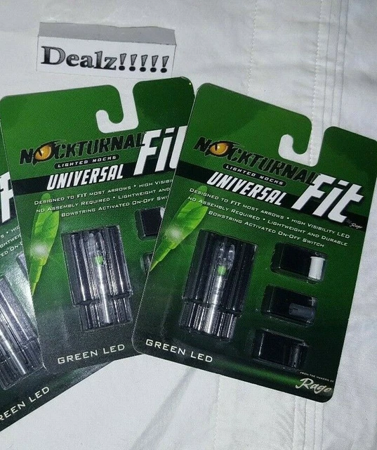 Rage Nockturnal Fit Universal Lighted Nocks, 2 pack, Green LED
