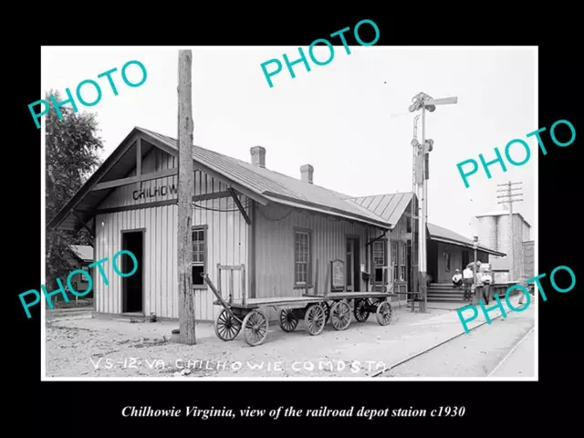 OLD LARGE HISTORIC PHOTO OF CHILHOWIE VIRGINIA THE RAILROAD DEPOT c1930