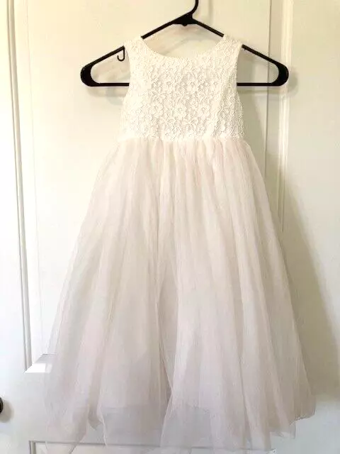 Davids Bridal LACE AND MESH TANK FLOWER GIRL DRESS OP222 size 5