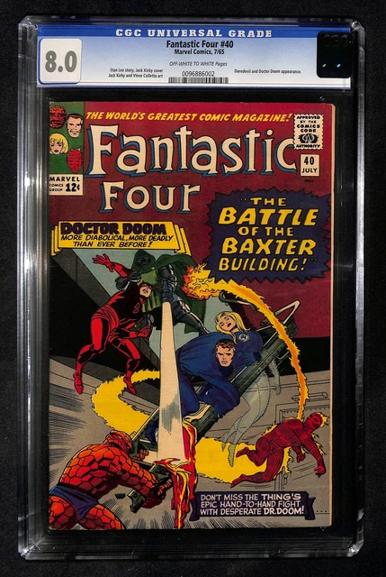 Fantastic Four #40 CGC 8.0 Daredevil & Doctor Doom appearance Marvel 1965