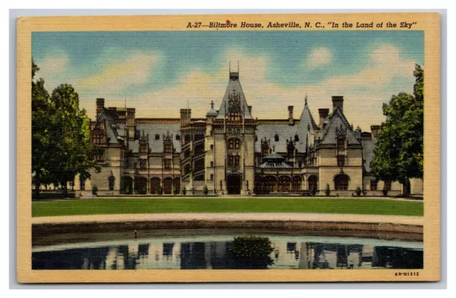 Biltmore House Asheville NC Vintage Unposted Linen Postcard