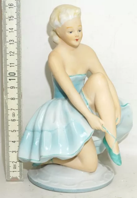 Porzellan Figur Ballerina Tänzerin kniend Fasold & Stauch Wallendorf ALT TOP