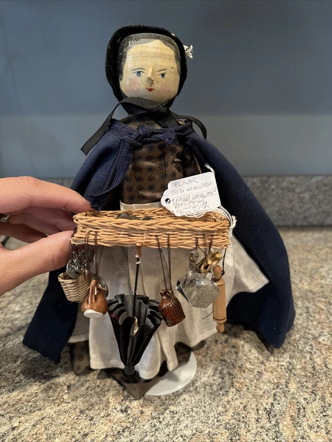 Antique Pre WWI Grodnertal Wooden German Pedlar Doll Page 60 2019 Doll News 12”