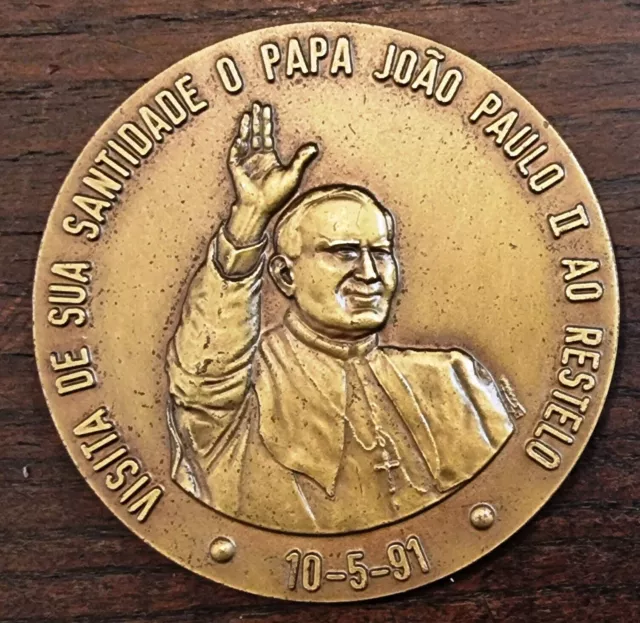 Medaglia Di Bronzo Arte / Visita Di Papa Giovanni Paolo Ii In Portogallo 1991