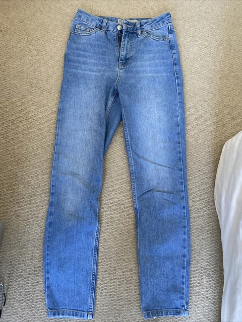TOPSHOP ORSON HIGH Rise Slim Leg Light Blue Stretch Ankle Jeans