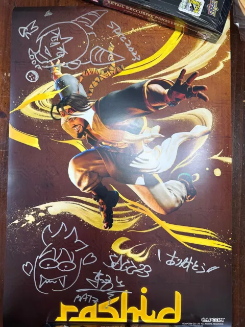 SDCC 2023 EXCLUSIVE Udon Street Fighter 6 Signed Sketch Rashid Poster Nakayama