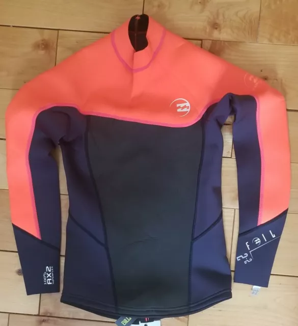 New $55 Billabong Foil 2mm Wetsuit Jacket Red Size Boys 14