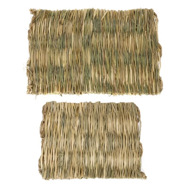 2X(2 Stücke Stroh Matte Haustier Hamster Kaninchen Kauen Spielzeug Gras Vorber3)