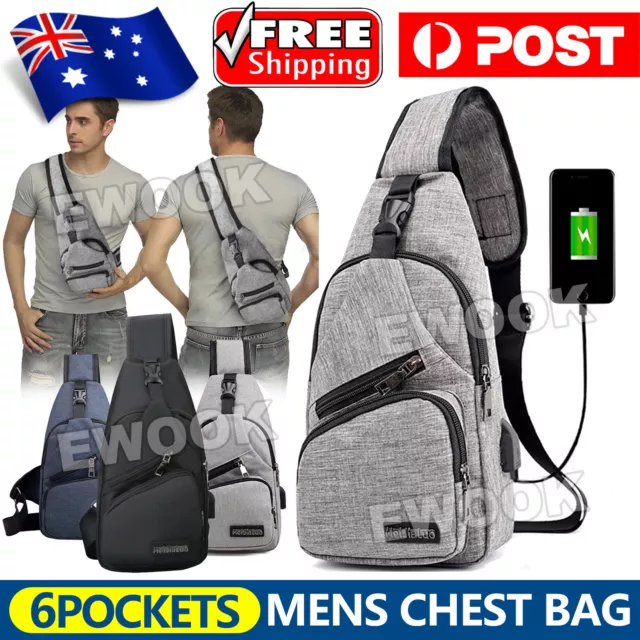 Durable Mens Chest Bag Shoulder Backpack Man Sling Cross Body Satchel Travel Bag