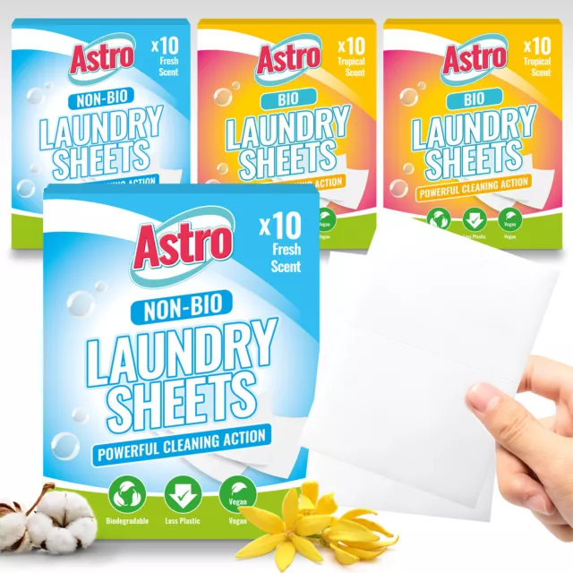 10-40pk Laundry Sheets Eco Detergent Clothes Fabric Washing Machine Bio Non Bio