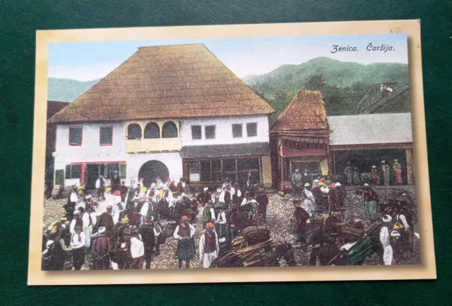 BOSNIA AND HERZEGOVINA Postcard  City Zenica Market place 1916 - Reprint