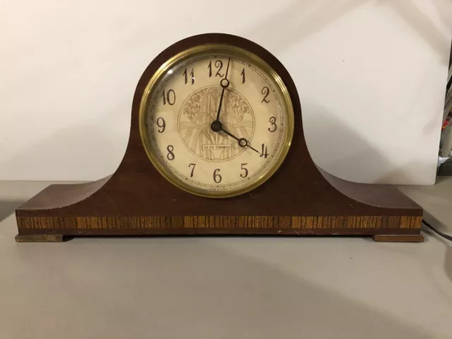 Seth Thomas Antique Lynton 1E Tambour Wooden Mantle Clock