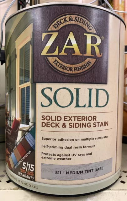 Zar SOLID EXTERIOR Deck and Siding Stain   811 Medium Tint Base