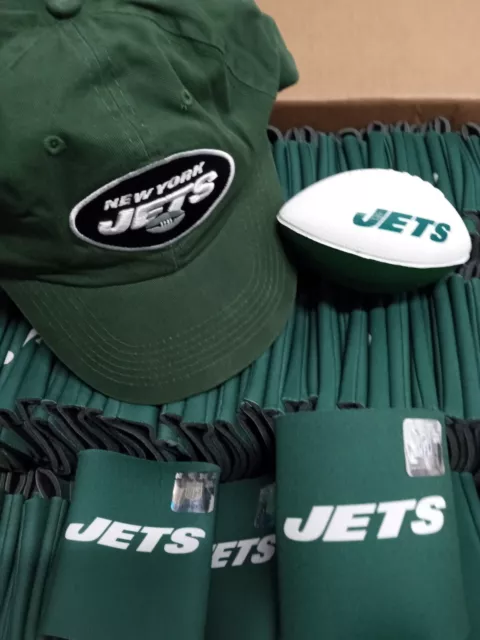 NFL NY New York Jets green bundle adjustable hat cap beer holder & foam football