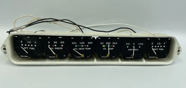 Beech Instrument Cluster Fuel, Oil Pressure, Temp, Oil, Amperes (Free Shipping)