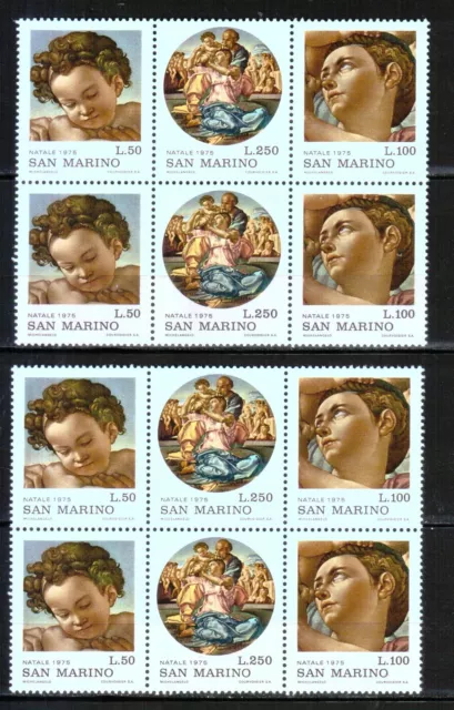 SAN MARINO 1975 MICHEL 1102-04 TRÍPTICO NAVIDAD 2 bloques 4 series