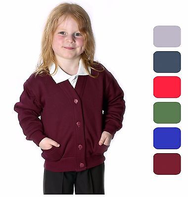 Girls School Cardigan Fleece Sweatshirt Uniform Age 2-14+Adult Size - 8 Colours