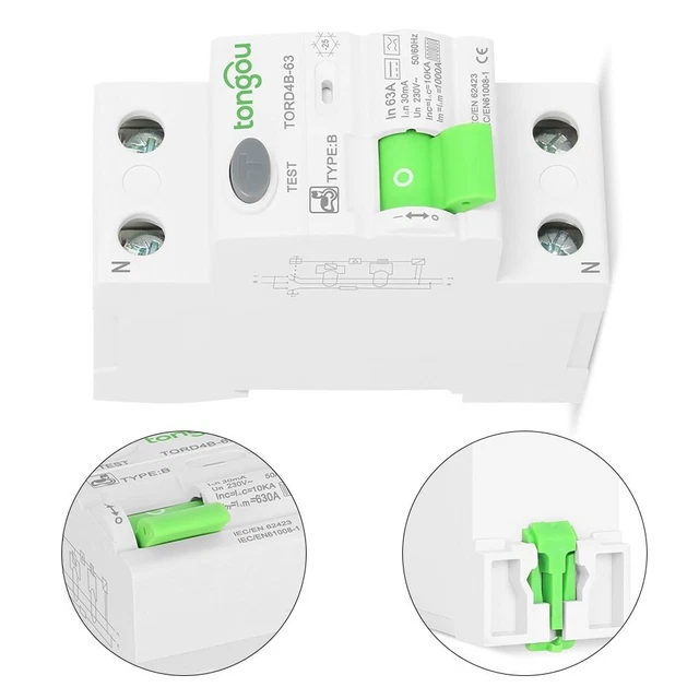 Disjoncteur Différentiel Type B 2P 63A 30mA - Pour Installation électrique Et Chargeur VE