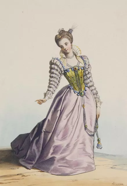 ACHILLE DEVÉRIA - Louise de Lorraine, Femme de Henri III. - Mode & Kostüm