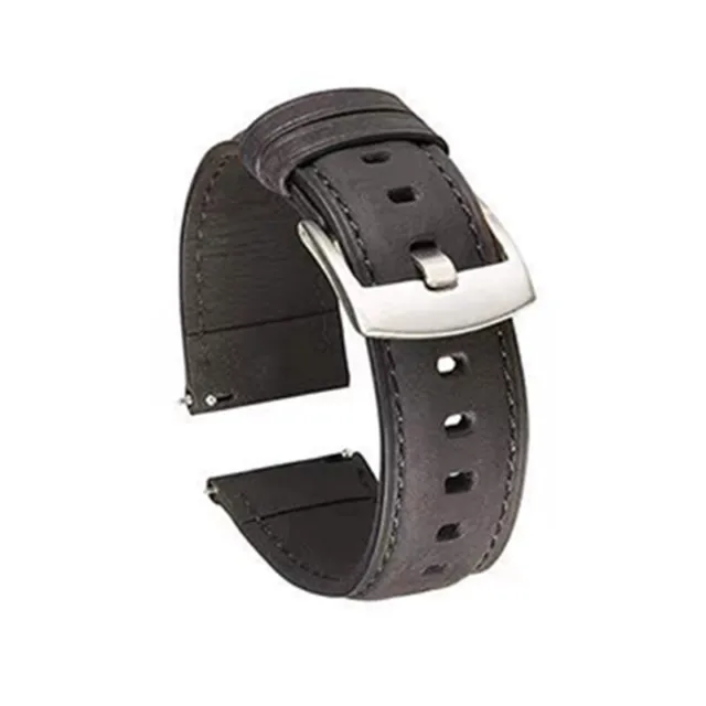 Watch Strap Genuine Leather Strap With Stainless Steel Metal Buckle Replacement
