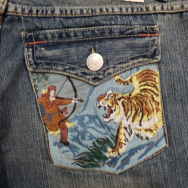 NEW True Religion Jeans Mens 40x33 Joey Flared Embroidered Tiger Warrior Adult NEW True Religion Jeans Mens 40x33 Joey Flared Embroidered Tiger Warrior Adult