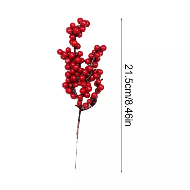 10pcs Artificial Berry Stems Picks Simulation Red Berries Winter Fake Berries 2